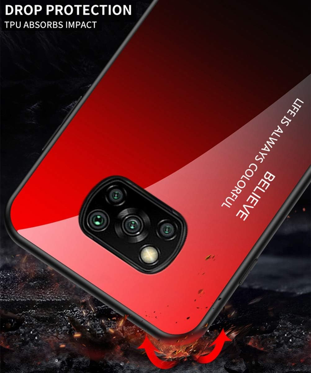 Hicaseer Xiaomi Poco X3 Case,Anti Scratch Gradient Glass Case Back Cover Soft TPU Silicone Shockproof Case for Xiaomi Poco X3 -Purple  Hicaseer   