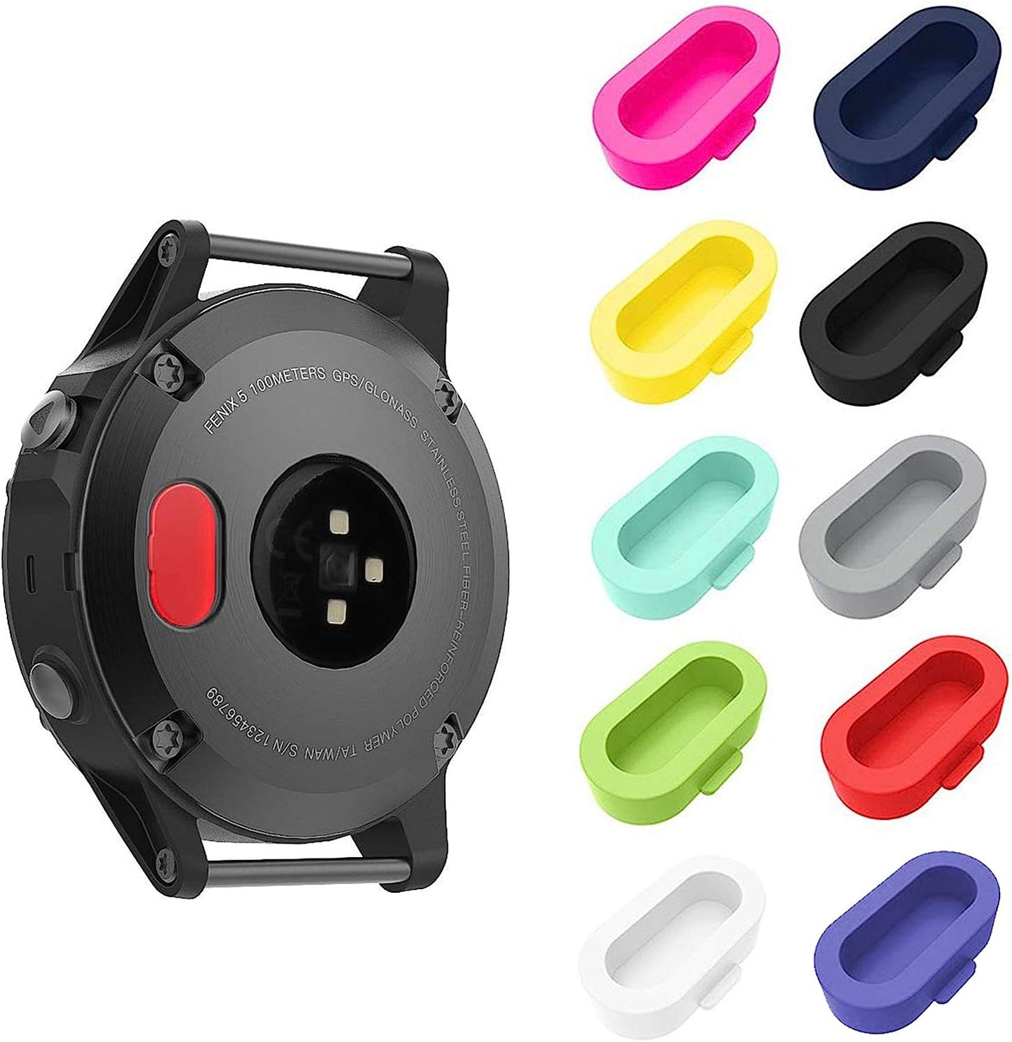 Hjyuan 10 Pack Dust Plug Compatible with Garmin 7/7S/7X 5/5S/5X Plus/6S 6 6X/Forerunner 935/Vivoactive 3/4/4S Smartwatch Silicone Charger Port Protector anti Dust Plugs Caps, Black  HJYuan Multi Colors  