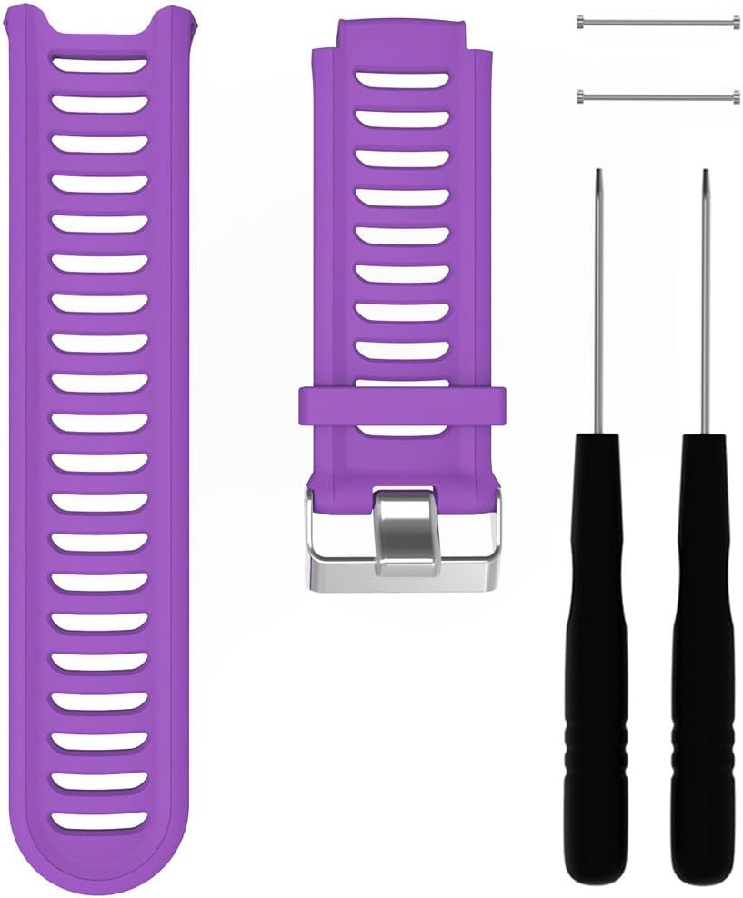 QGHXO Band for Garmin Forerunner 910XT, Soft Silicone Replacement Watch Band Strap for Garmin Forerunner 910XT Sport Watch, Fits 6.0 Inches-8.1 Inches Wrist  QGHXO Purple  
