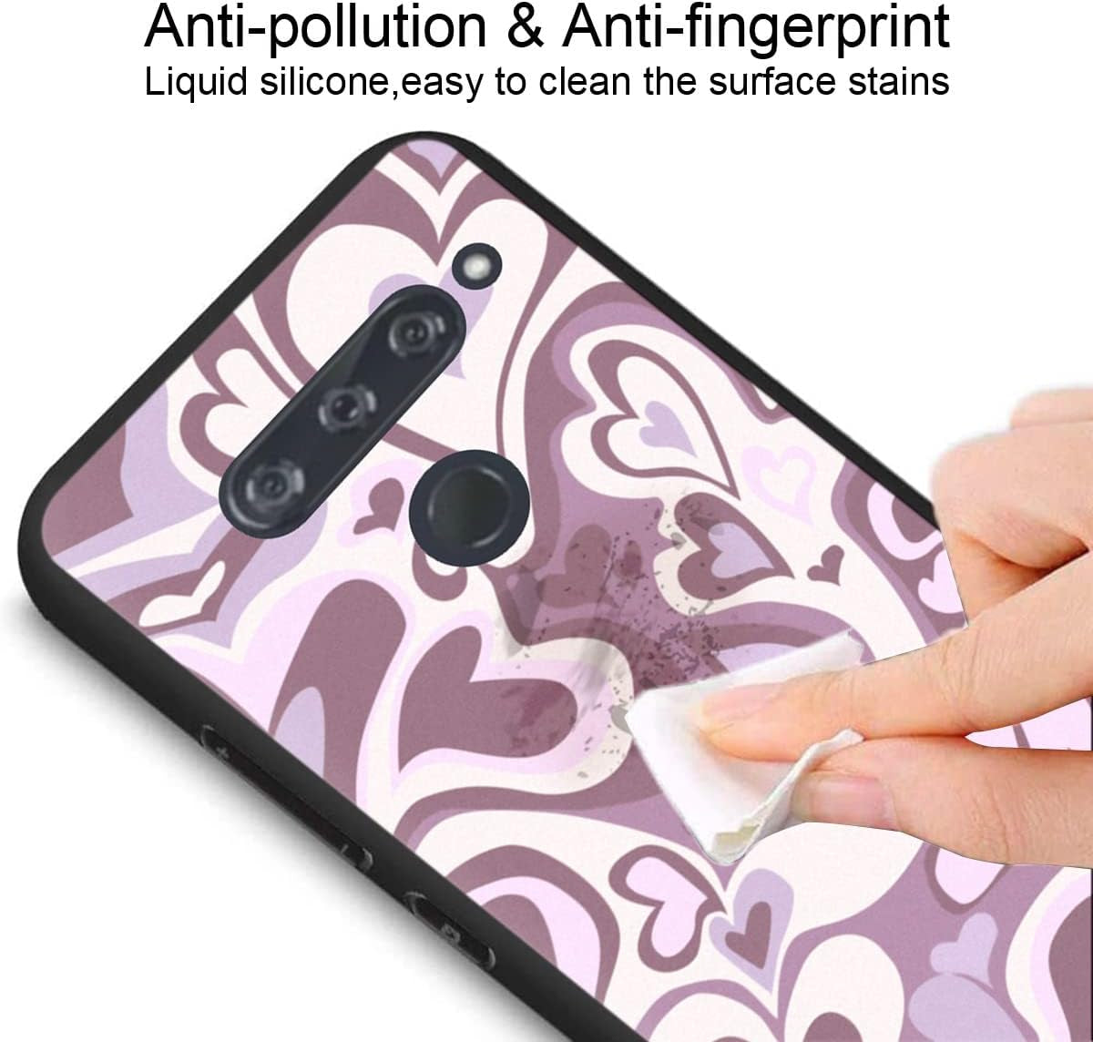 Zaztify Phone Case for LG V40 Thinq, Lovely Irregular Dark Pink Love Heart Lovecore Aesthetic Cute Pattern Shockproof Protective Anti-Slip Thin Slim Soft Phone Cover Shell  zaztify   