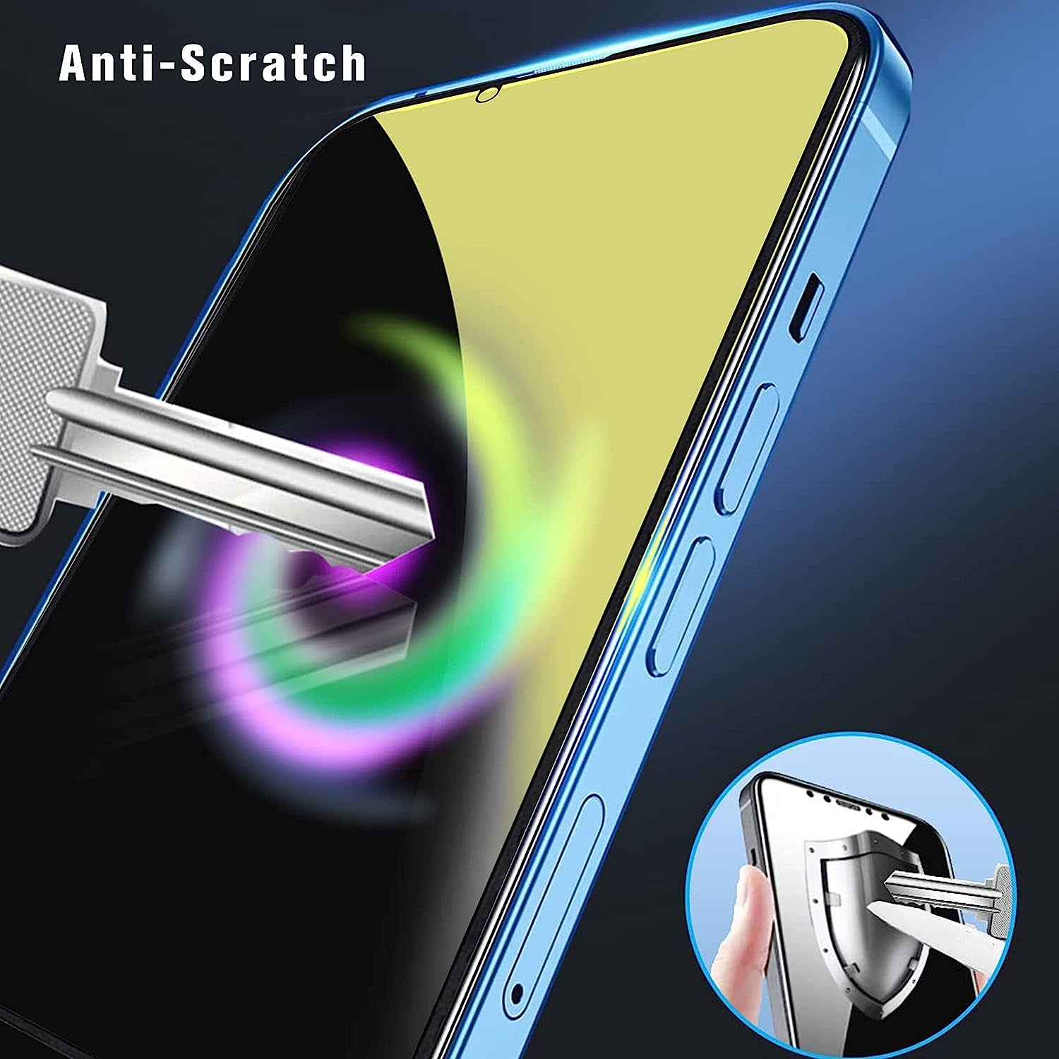 Heromiracle Privacy Screen Protector Compatible with Iphone 14 and Compatible with Iphone 13/13Pro anti Blue Light Eye Protection 2 Pack Mirror Tempered Glass Gradient Colorful Anti-Spy Full Coverage 9H Hardness Film (Gold 6.1 Inch)  Heromiracle   