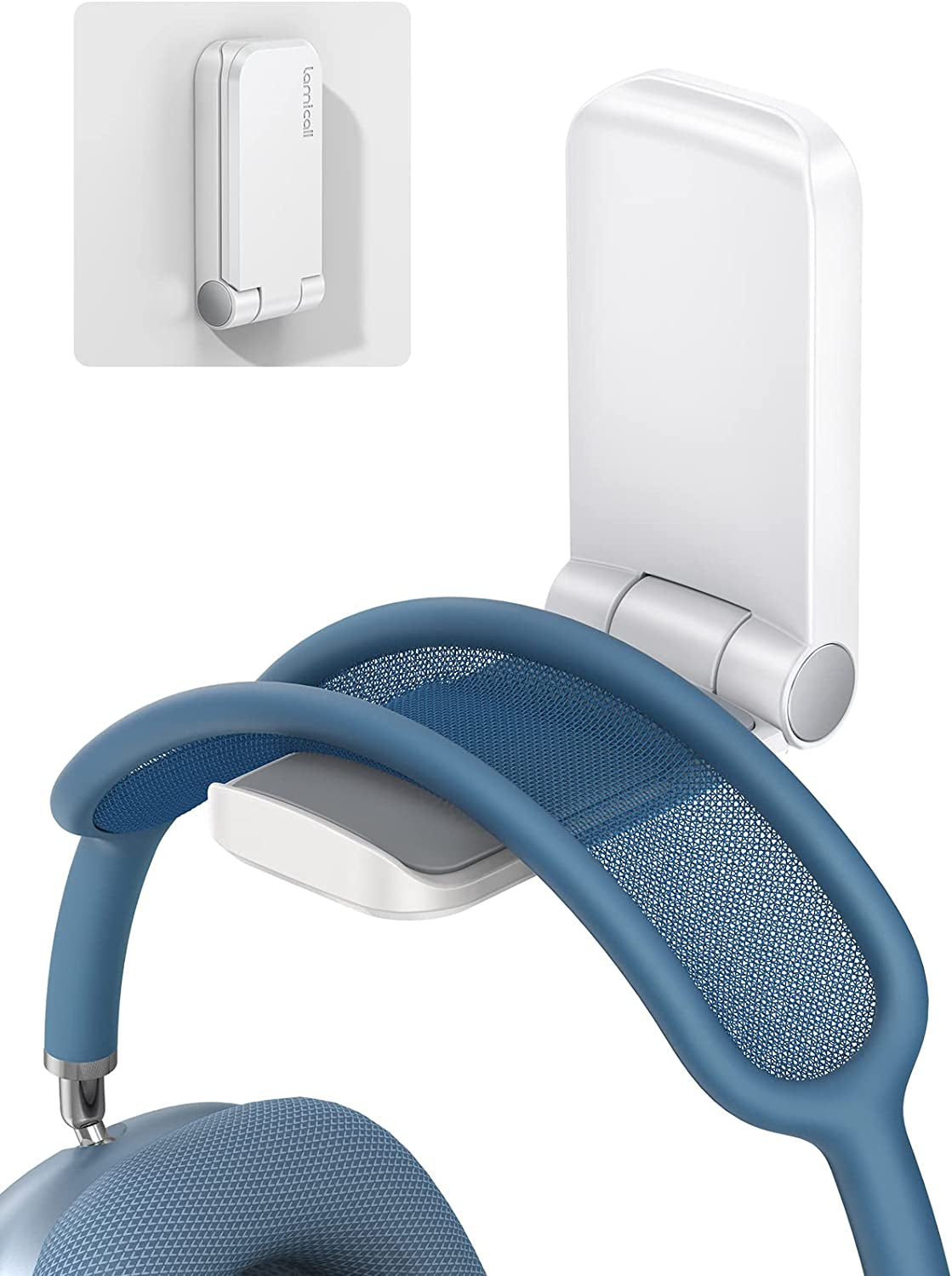 Lamicall Headphone Stand, Sticky Headset Hanger - Adhesive Headphone Holder Hook Mount, Headset Stand Holder Clip under Desk, Earphone Clamp for Airpods Max, Hyperx, Sennheiser, Black  Lamicall White  