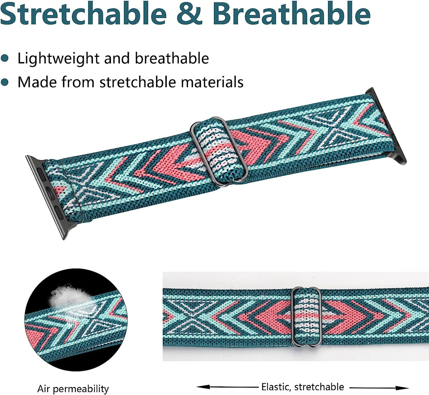 Silutupo Stretchy Bands Compatible with Apple Watch Band 38Mm 40Mm 41Mm for Women - 4 Pack Braided Nylon Watch Band Compatible for Iwatch Series 7 6 5 4 3 2 1 SE  Silutupo   