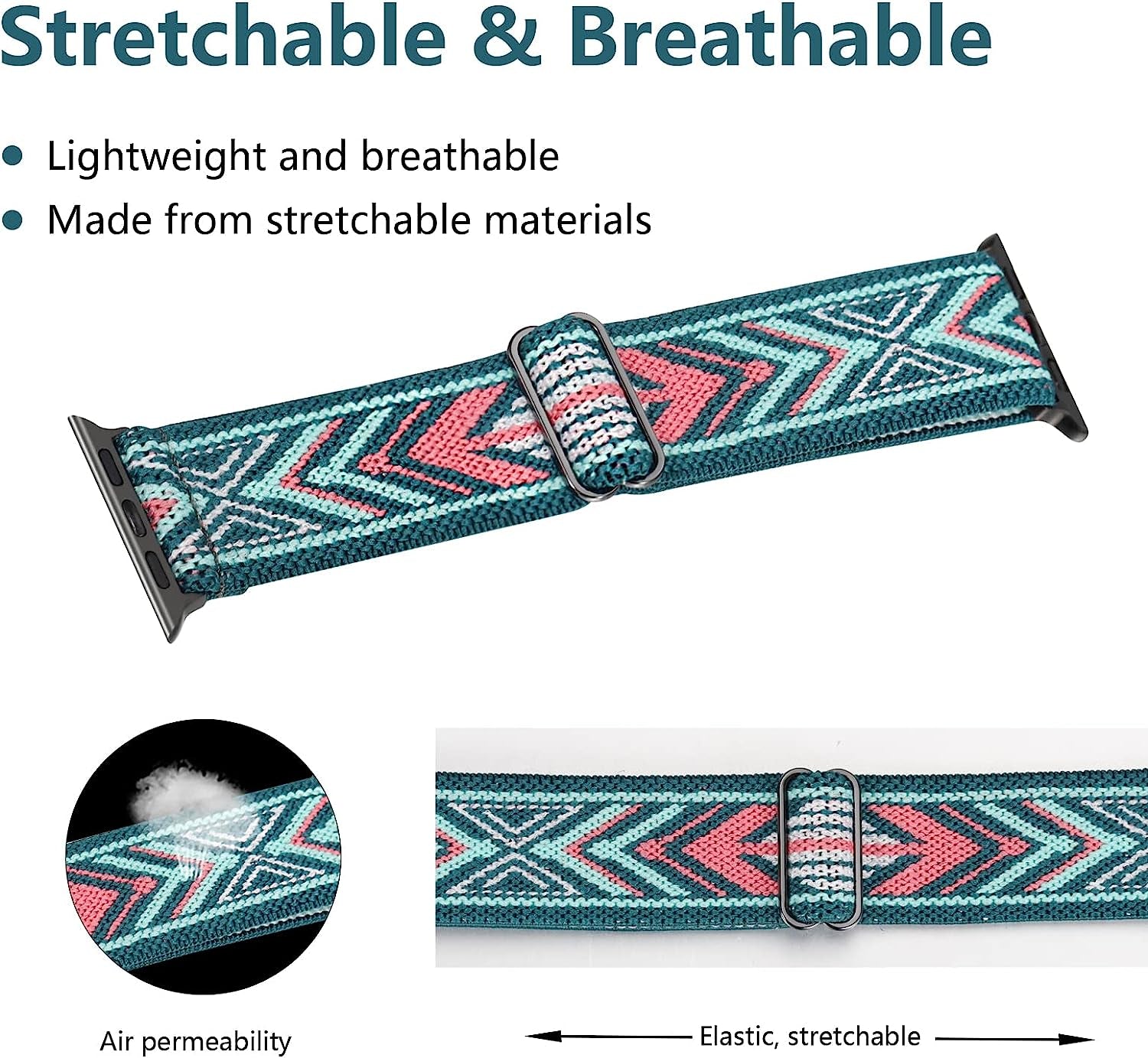 Silutupo Stretchy Bands Compatible with Apple Watch Band 38Mm 40Mm 41Mm for Women - 4 Pack Braided Nylon Watch Band Compatible for Iwatch Series 7 6 5 4 3 2 1 SE  Silutupo   