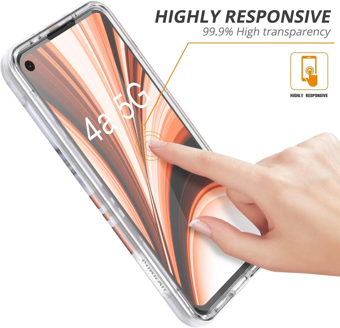 SURITCH Phone Case for Google Pixel 4A 5G 【NOT for 4G】, Front Cover with Built-In Screen Protector Full-Body Protection Shockproof TPU Bumper Protective Case for Girl Women Cute, Gold Marble  SURITCH   