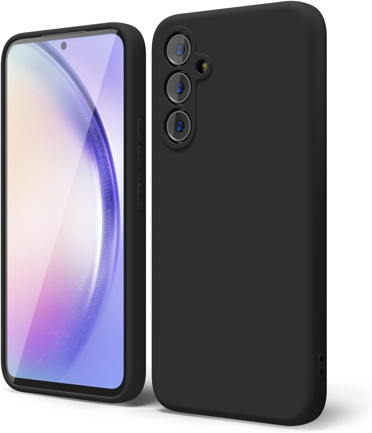 Oakxco for Samsung Galaxy A53 Phone Case Liquid Silicone, Cute Thin Slim Soft Rubber TPU Plain Smooth Gel Cover for Women Girl, Matte Solid Protective & Shockproof, Black  oakxco Black A54 