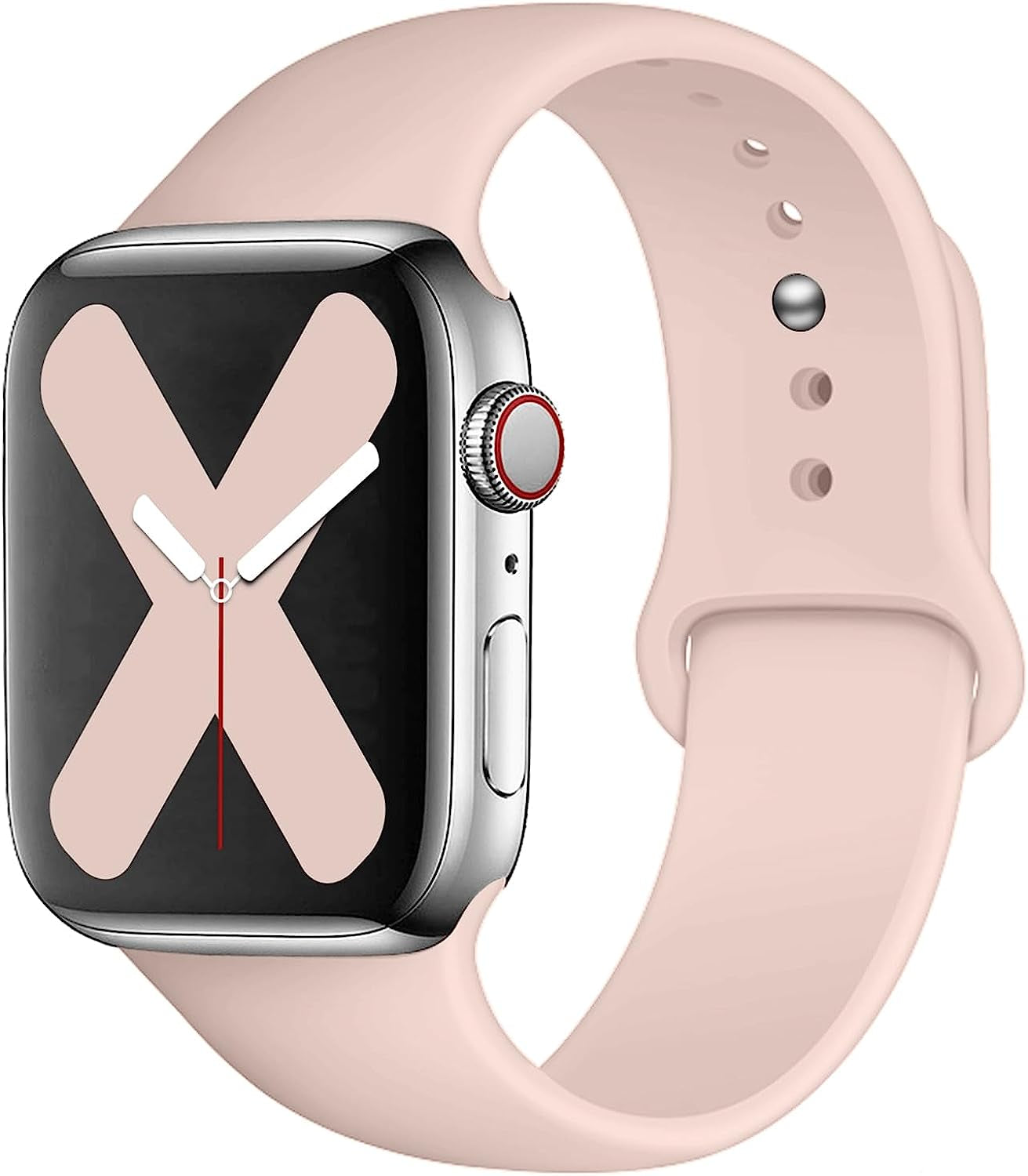 Saucyi Compatible with Apple Watch Band 41Mm 40Mm 38Mm 49Mm 45Mm 44Mm 42Mm,Soft Silicone Sport Band Replacement Strap with Classic Clasp for Iwatch Series 8 7 6 5 4 3 2 1 SE  Saucyi Pink Sand 38mm/40mm/41mm M/L 