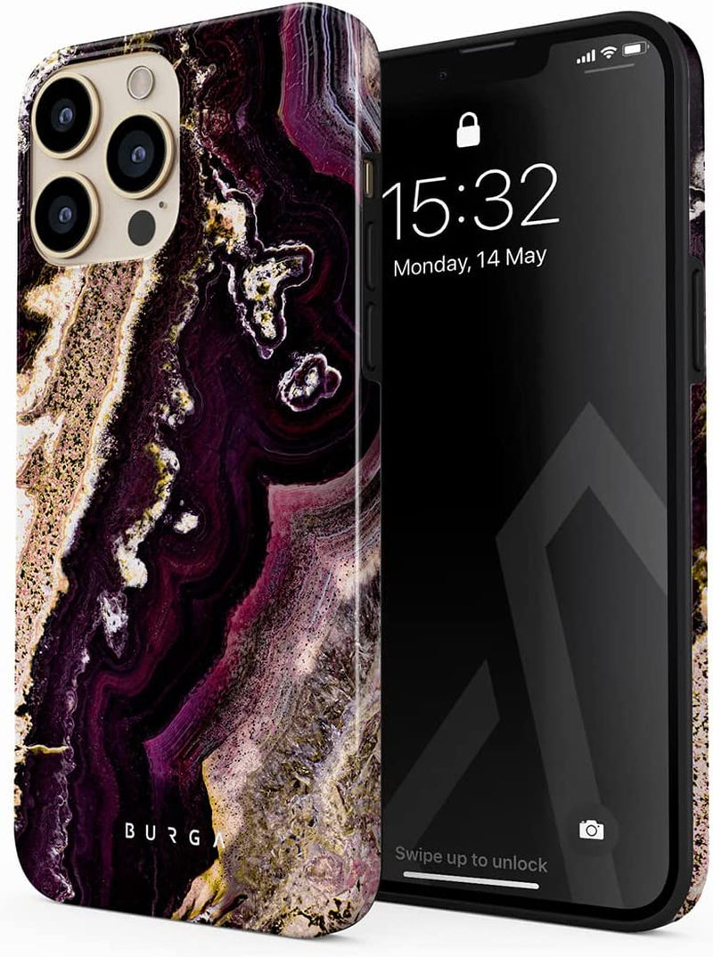 BURGA Phone Case Compatible with Iphone 14 PRO MAX - Wireless Charging Compatible, Hybrid 2-Layer Hard Shell + Silicone Protective Case, Heavy Duty Protection, Slim Fit, Shock-Absorbent, Almond Latte  BURGA Purple Skies Iphone 14 Pro Max 