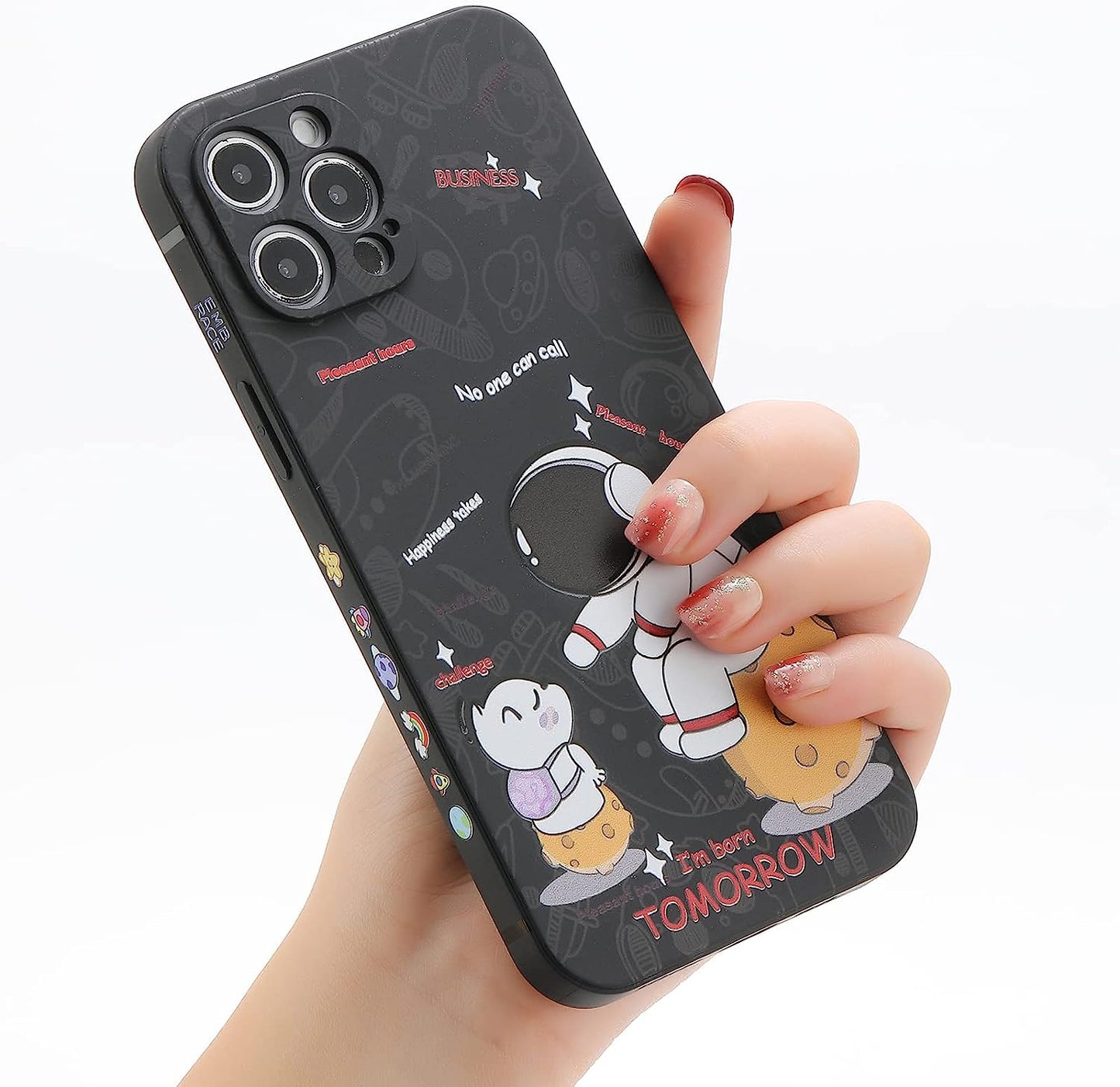 Yonds Queen for Iphone 12 Mini Cute Case, Cool Cartoon Astronaut Space Design Stylish Bumper Women Girls Protective Anti-Slip Shockproof Fashion Creative Case (Black Telescope, Iphone 12 Mini)  Yonds Queen Black Puppy Iphone 13 