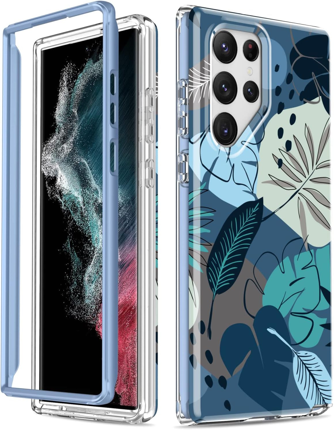 SEXYMOM for Samsung Galaxy S22 Ultra Case,Military Grade Durable Shockproof Cover with Fashion Designs for Women Girls,Slim Fit Protective Phone Case for Galaxy S22 Ultra 6.8" Fanstic Rainbow  SEXYMOM Colorful Tropical Leaves  