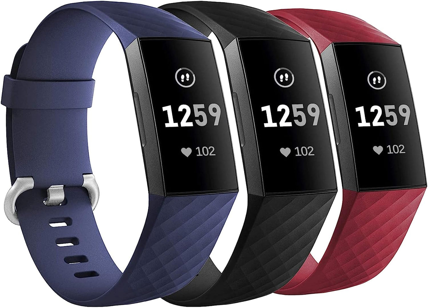 3 Pack Silicone Bands for Fitbit Charge 4/ Fitbit Charge 3/ Charge3 Se,Silicone Fitness Sport Wristbands for Women Men Small Large  Cone   