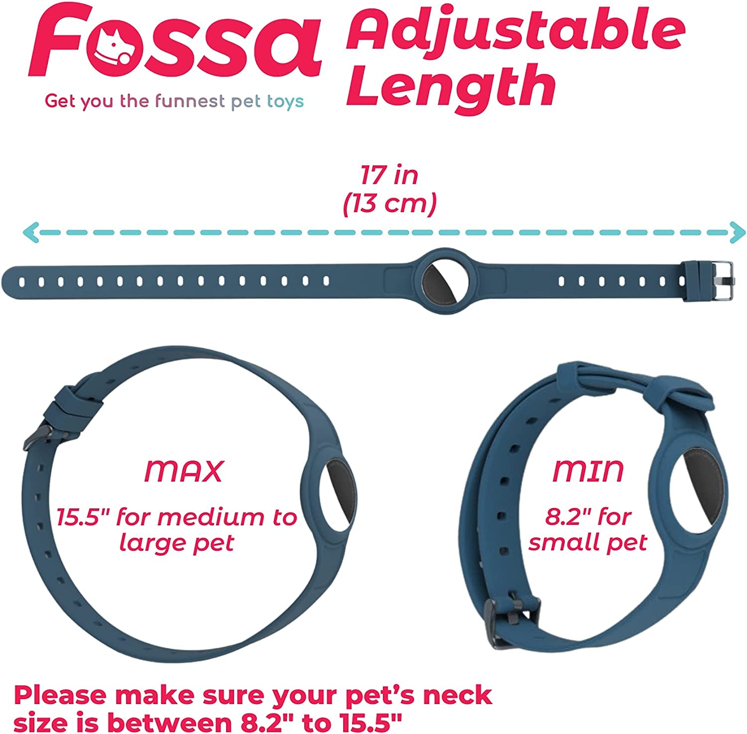 Dog Collar Compatible with Apple Airtag,Pet Collar Air Tag Holder-Blue  Fossa   