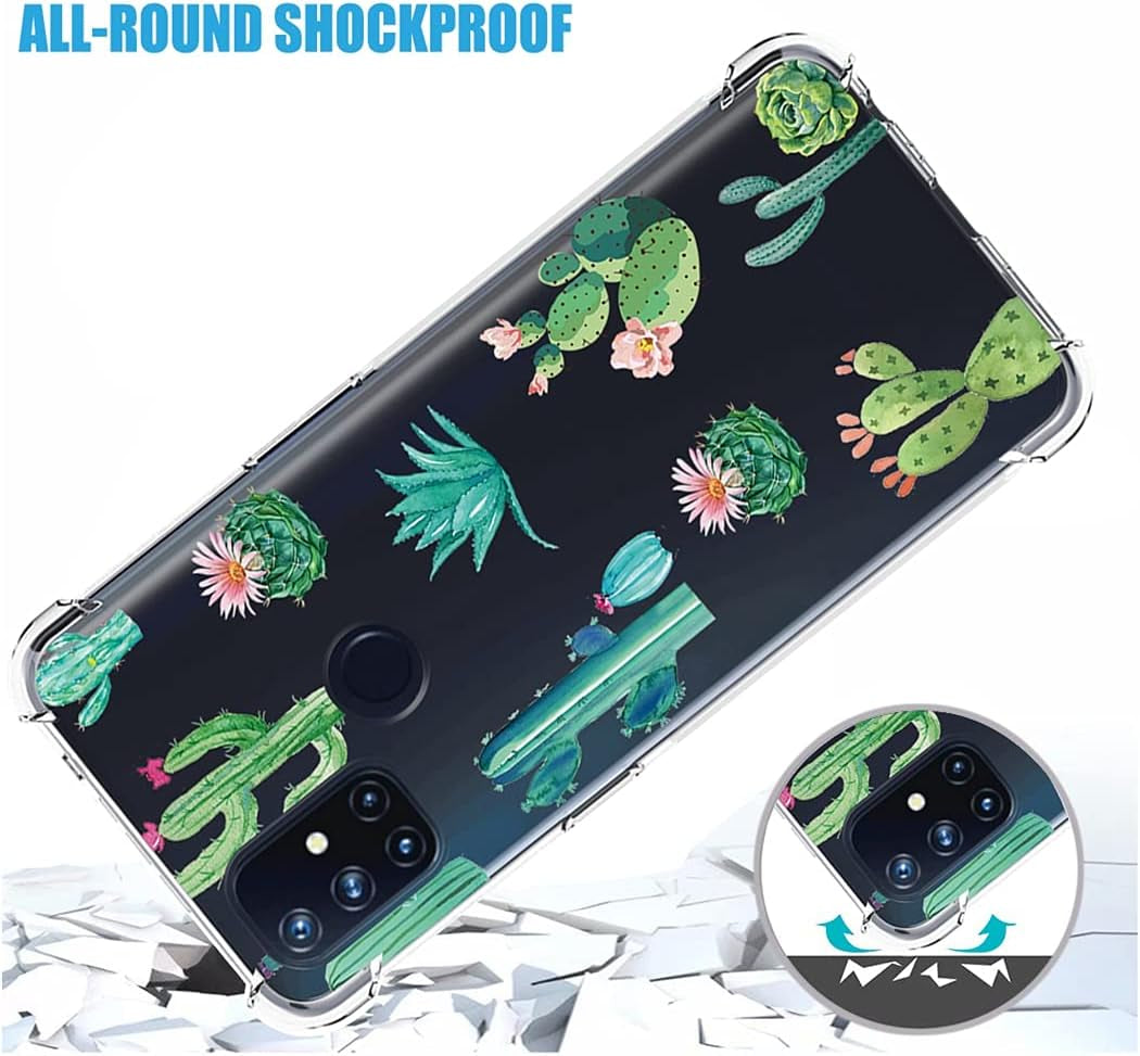 Bohefo Clear Case Compatible with Oneplus Nord N10 5G, Oneplus N10 5G Case for Girls Women, Cute Soft TPU Shockproof Protective Phone Case Cover for Oneplus Nord N10 5G (Cactus)  Bohefo   