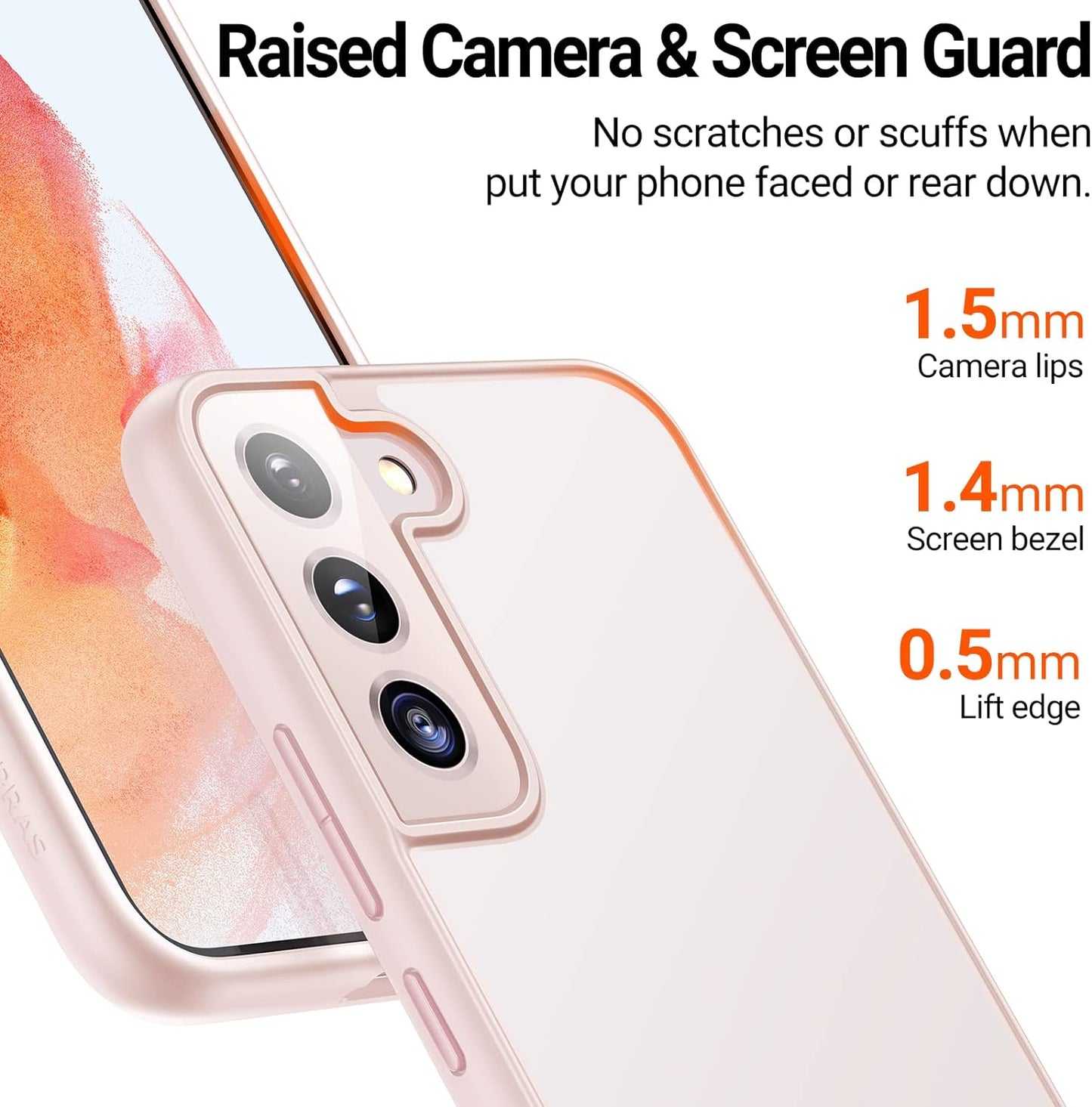 TORRAS Shockproof Galaxy S22 Case, [Military Grade Drop Tested] Translucent Matte Hard Back & Soft Edge Slim Protective Compatible for Samsung S22 Case 5G Guardian Series, Pink  TORRAS   