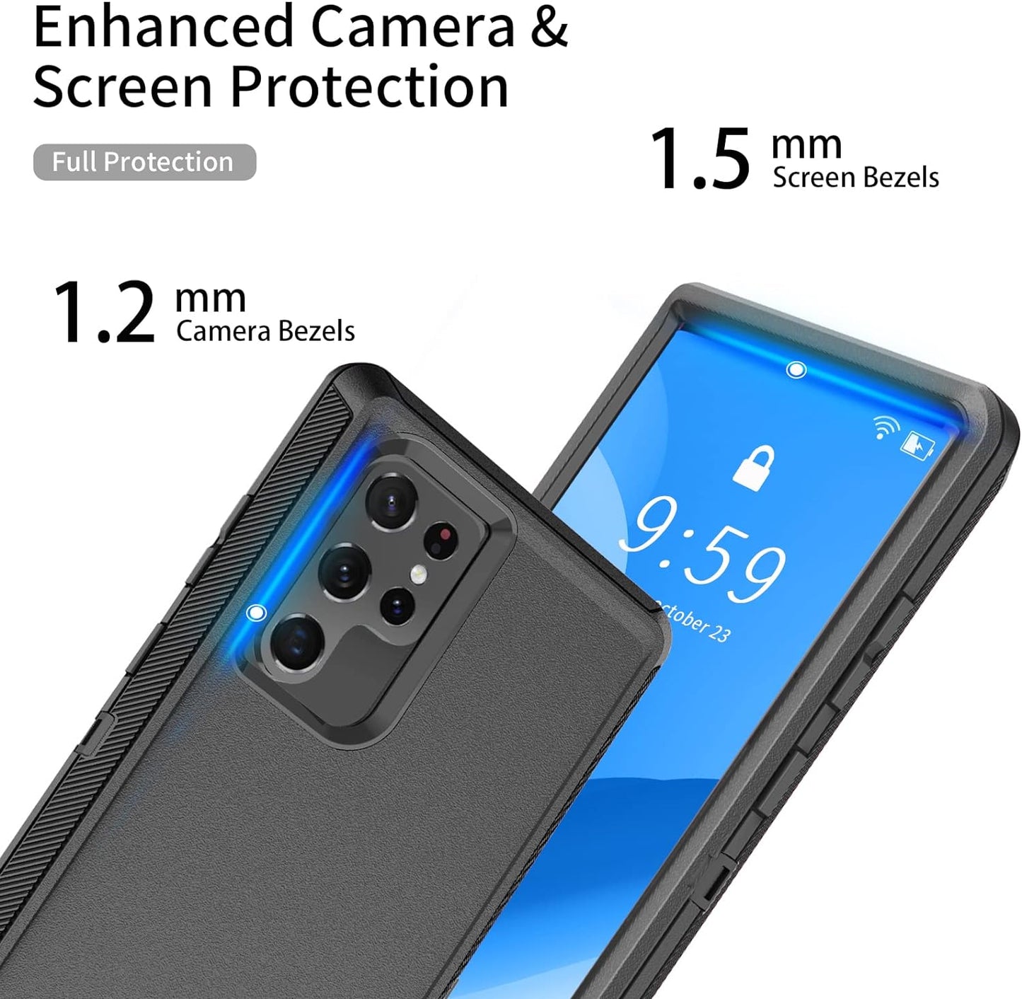 SZFIRSTEY Case for Galaxy S22 Ultra, Drop Protection Rugged Shockproof Military Protective Bumper Phone Cover Armor Heavy Duty for Samsung Galaxy S22 Ultra (Black)  SZFIRSTEY   