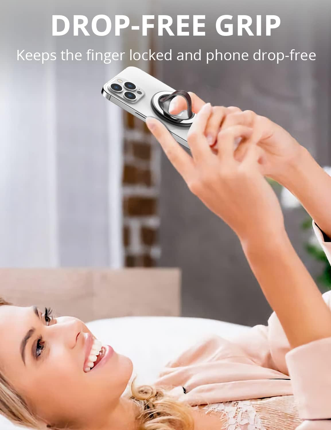 SUPMEGA Phone Grip, Phone Ring Holder with Leather Loop Finger Grip and Kickstand, Sticky Comfortable Slim Phone Finger Holder for All Phones  SUPMEGA   