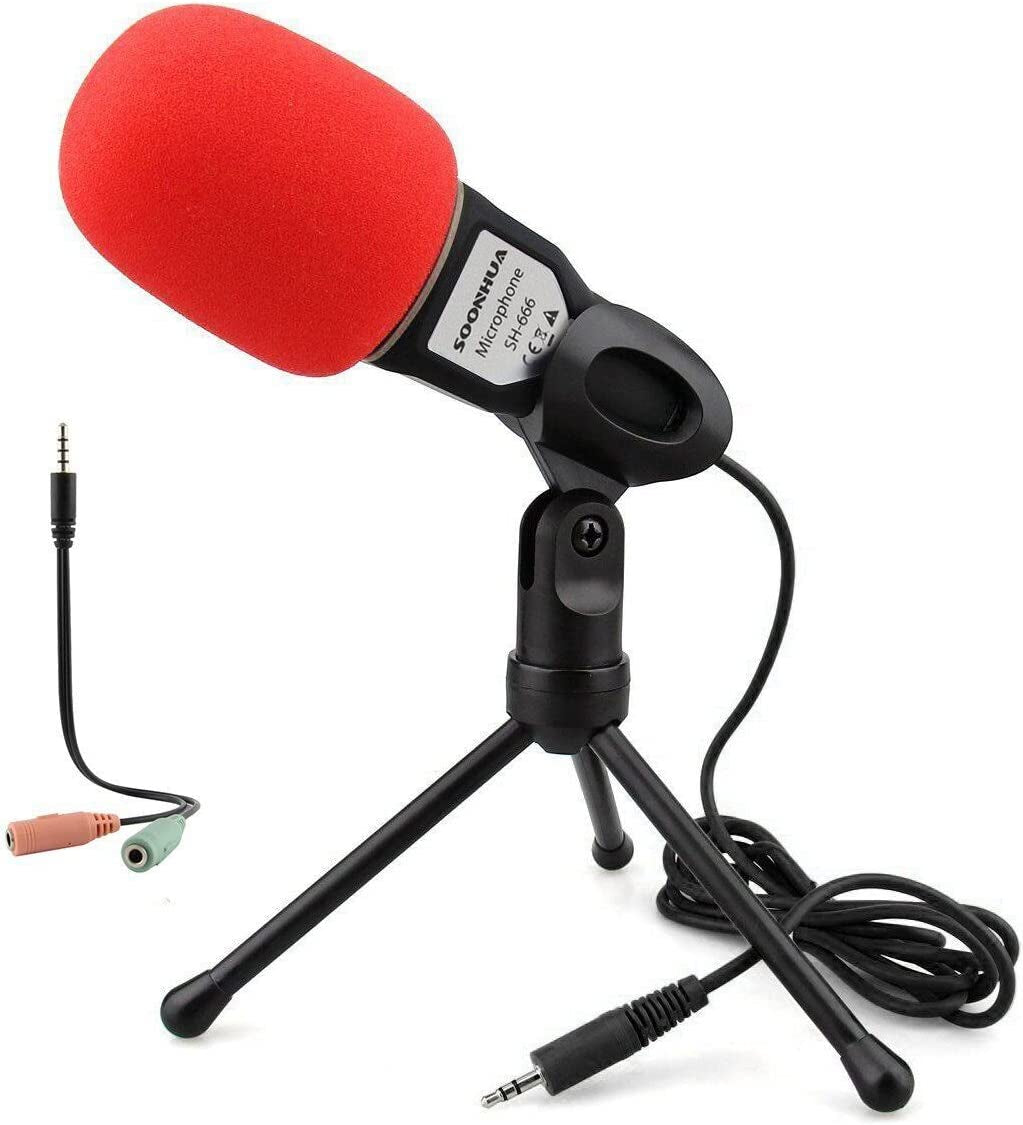 SOONHUA Condenser Microphone,Computer Microphone, 3.5MM Plug and Play Omnidirectional Mic with Desktop Stand for Gaming,Youtube Video,Recording Podcast,Studio,For Pc,Laptop,Tablet,Phone  SOONHUA   