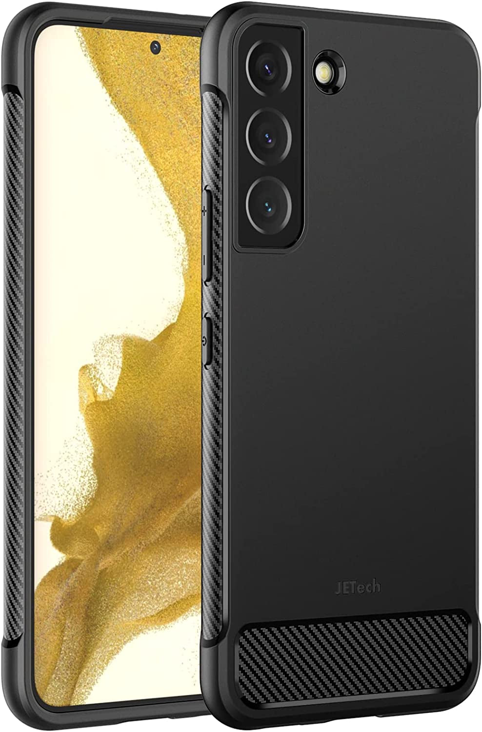 Jetech Slim Fit Case for Samsung Galaxy S22+ / S22 plus 5G 6.6-Inch, Thin Phone Cover with Shock-Absorption and Carbon Fiber Design (Pink)  JETech Black  