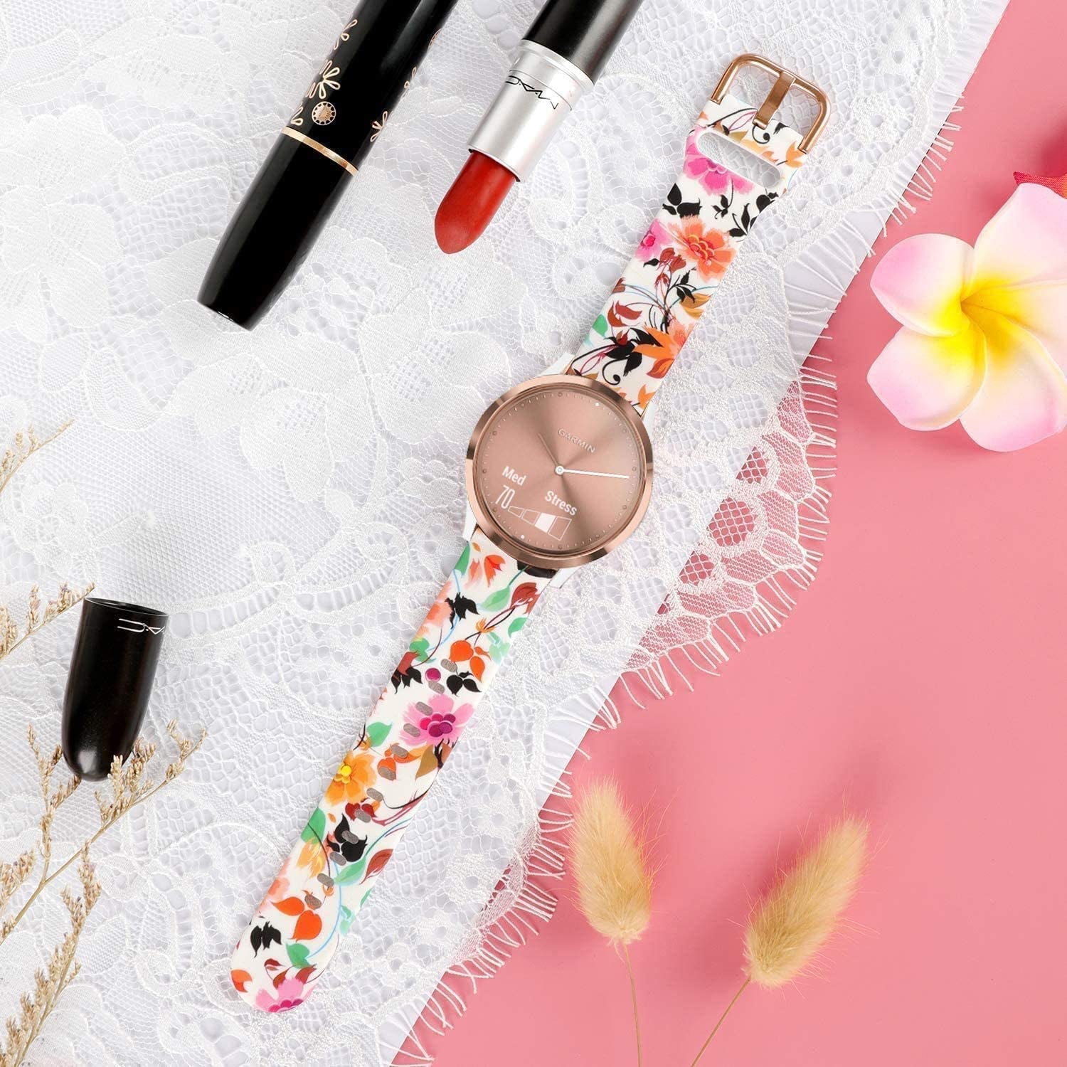 Vicrior Bands Compatible with Garmin Venu/Venu Sq Smart Watch, 6PCS Soft Silicone Fadeless Pattern Printed Floral Replacement Band for Garmin Vivoactive 3 / Vivomove/Luxe/Hr  ViCRiOR   