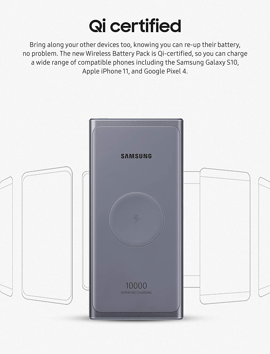 SAMSUNG 10,000 Mah Super Fast 25W Portable Wireless Charger Charger Battery Pack USB-C, Silver (US Version with Warranty) (EB-U3300XJEGUS)  Samsung   