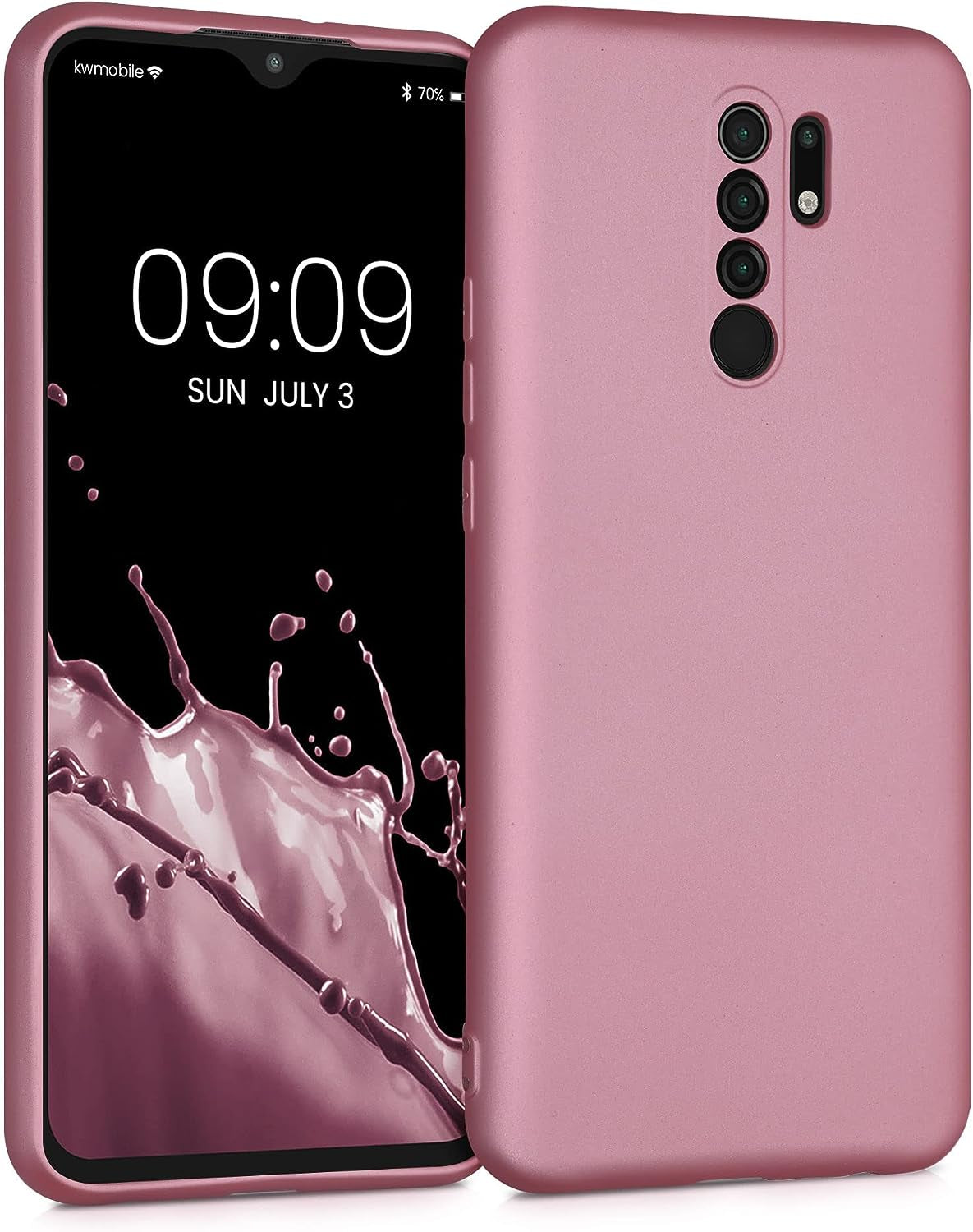 Kwmobile Case Compatible with Xiaomi Redmi 9 Case - Protective Slim TPU Phone Cover - Soft Matte Finish - Black Matte  KW-Commerce Metallic Rose Gold  
