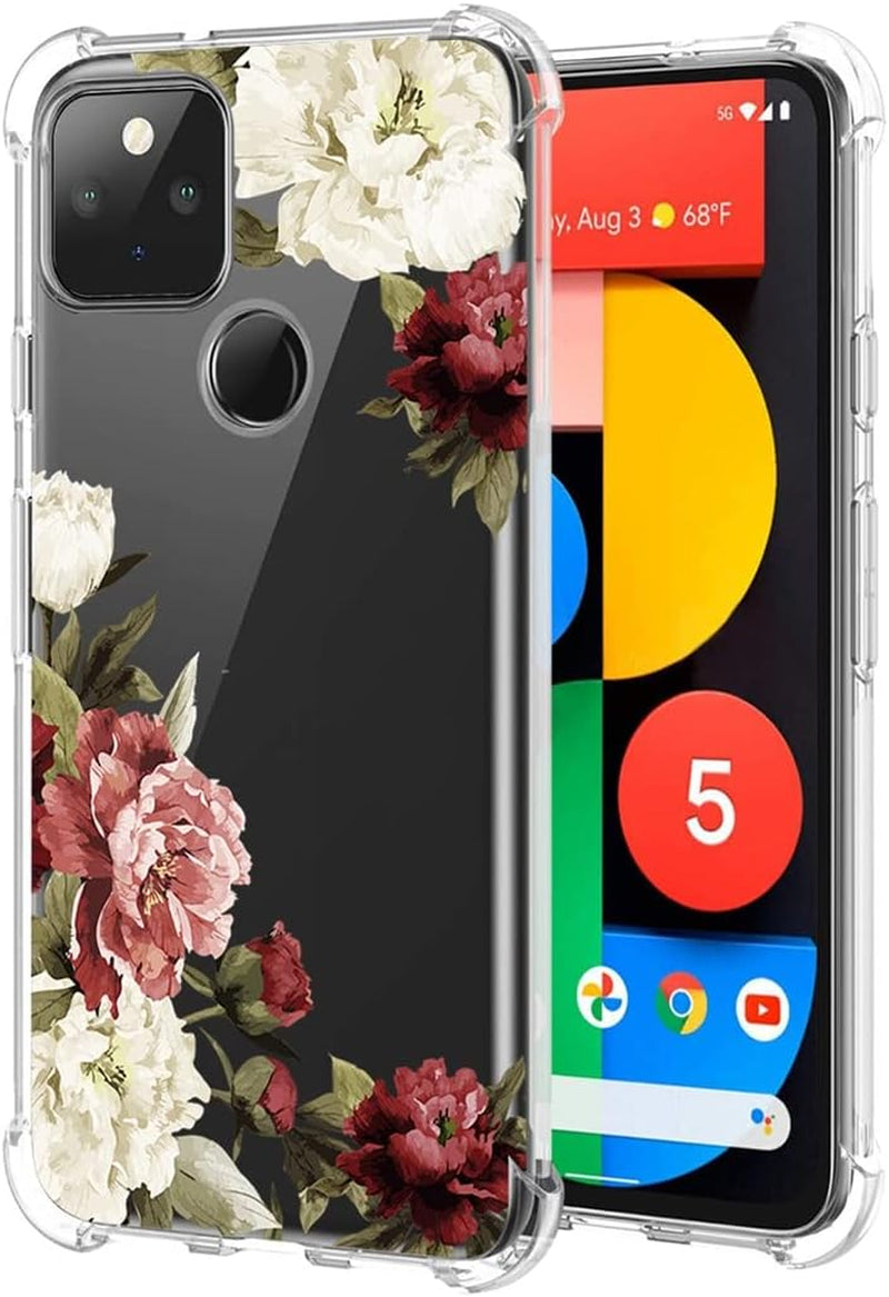 Zoeirc Case for Google Pixel 5 Case, GD1YQ GTT9Q Clear Case for Girls Women, Soft TPU Shockproof Protective Transparent Case Cover for Google Pixel 5 (Blossom Flower)  Zoeirc   