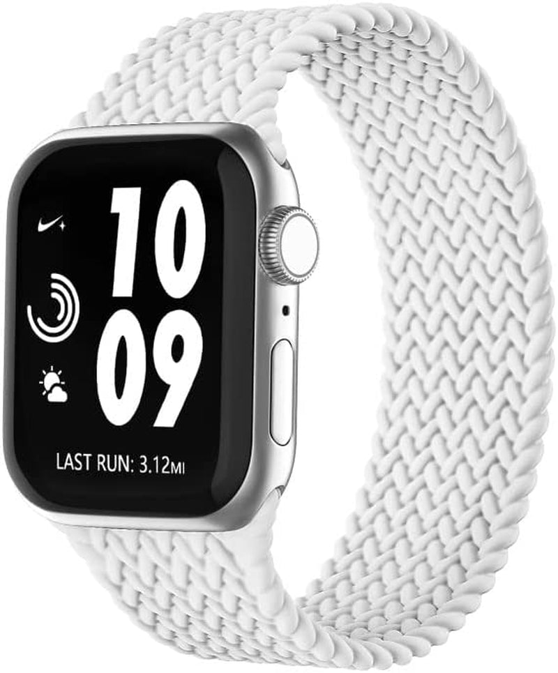 Silicone Solo Loop Bands Compatible with Apple Watch Band 38Mm 40Mm 41Mm 42Mm 44Mm 45Mm 49Mm, Stretchy Silicone Elastic Sport Strap Compatible for Iwatch Series 8/7/6/5/4/3/2/1/SE Ultra  WASPO White 38/40/41MM XS: 5.3"-5.5"(135mm-142mm) 