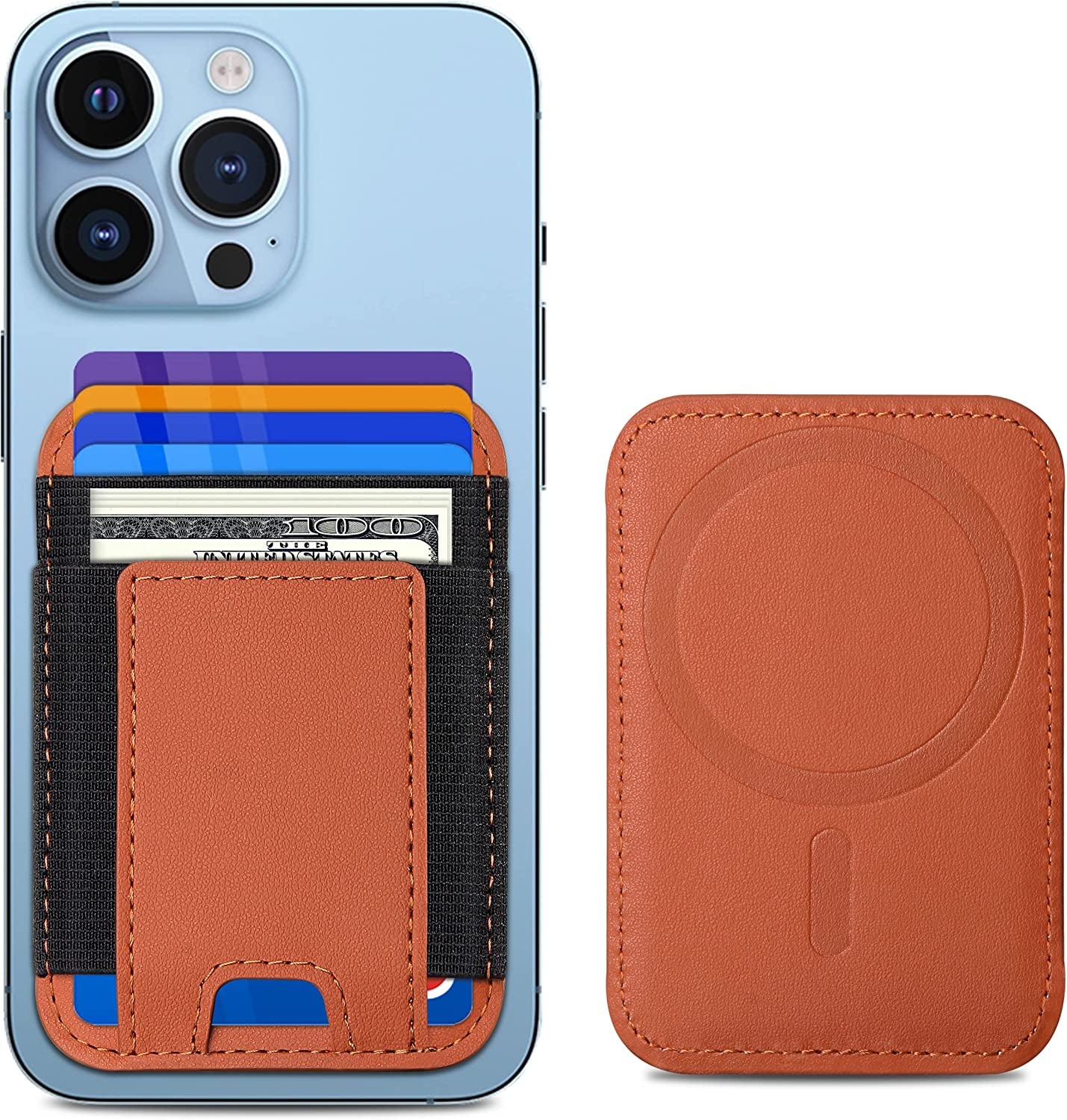 Upgraded Magnetic Wallet, Magsafe Wallet for Apple Iphone 14/13/12 Series, Leather Wallet for Magsafe, Magnetic Phone Wallet for Iphone 14 Pro Max/14 Pro/14/14 Plus/13/12 Series, Hold 7 Cards, Black  ExtreLife Brown  