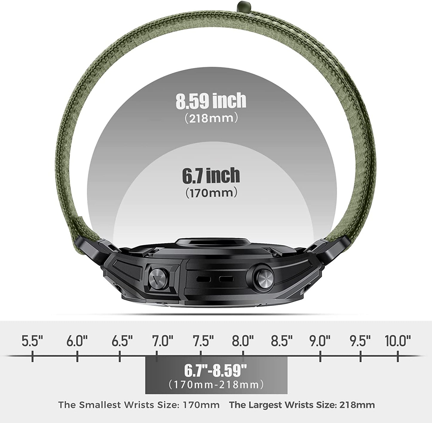 CUZOW Nylon Velcro Bands Compatible with Fenix 7/Fenix 6/6 Pro/Fenix 5/5 Plus/Epix 2, 22Mm Quick Easy Fit Nylon Watch Band Breathable Replacement for Forerunner 935/945/Approach S60/S62/Quatix 5/6  CUZOW   