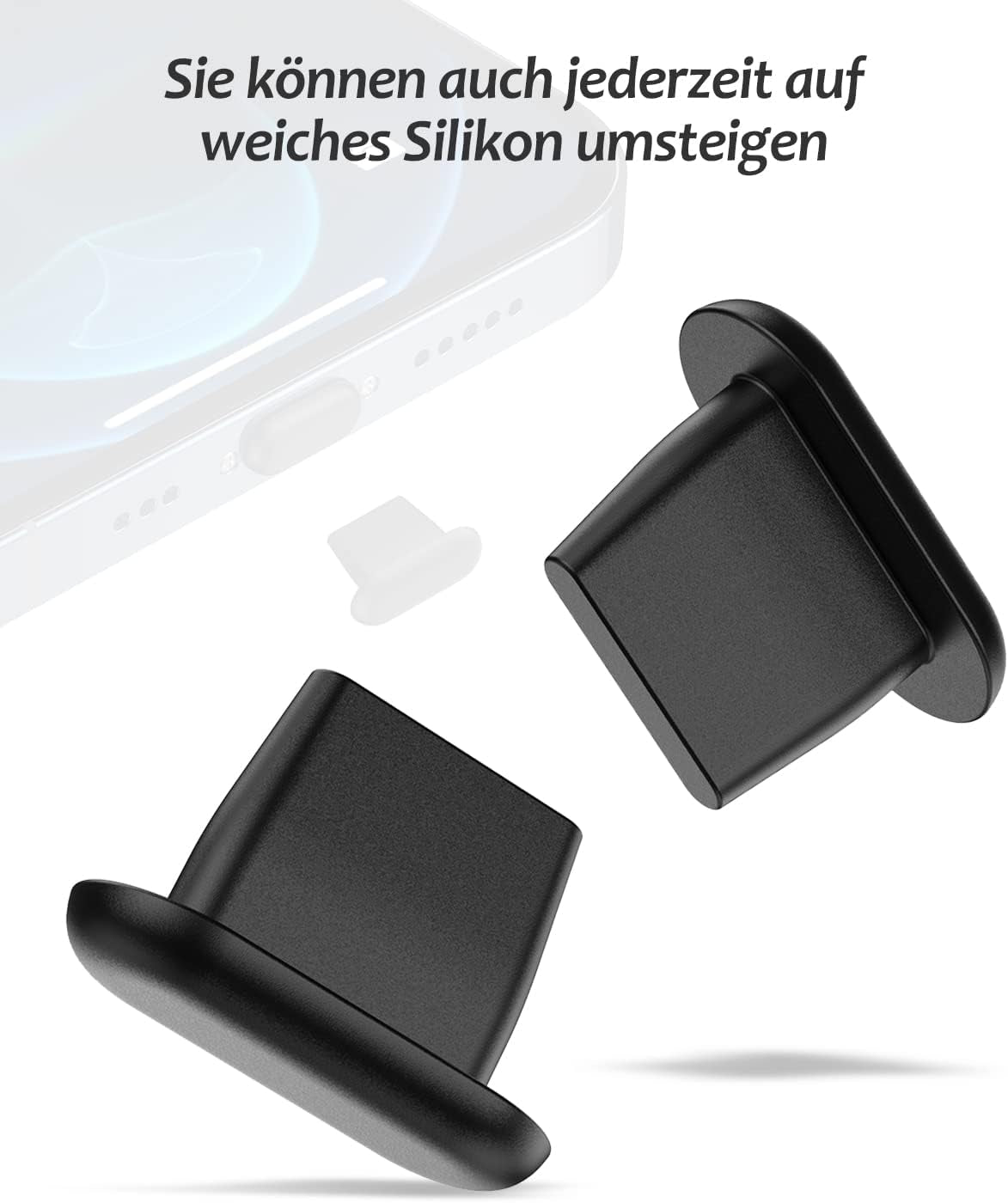 8 Pack anti Dust Plugs for Iphone 14 Pro Max Mini 13 12 11 X Xs 8 plus Ipad Airpods + Mini Storage Box Iphone Charging Port Plugs, Black  AUZOSL   