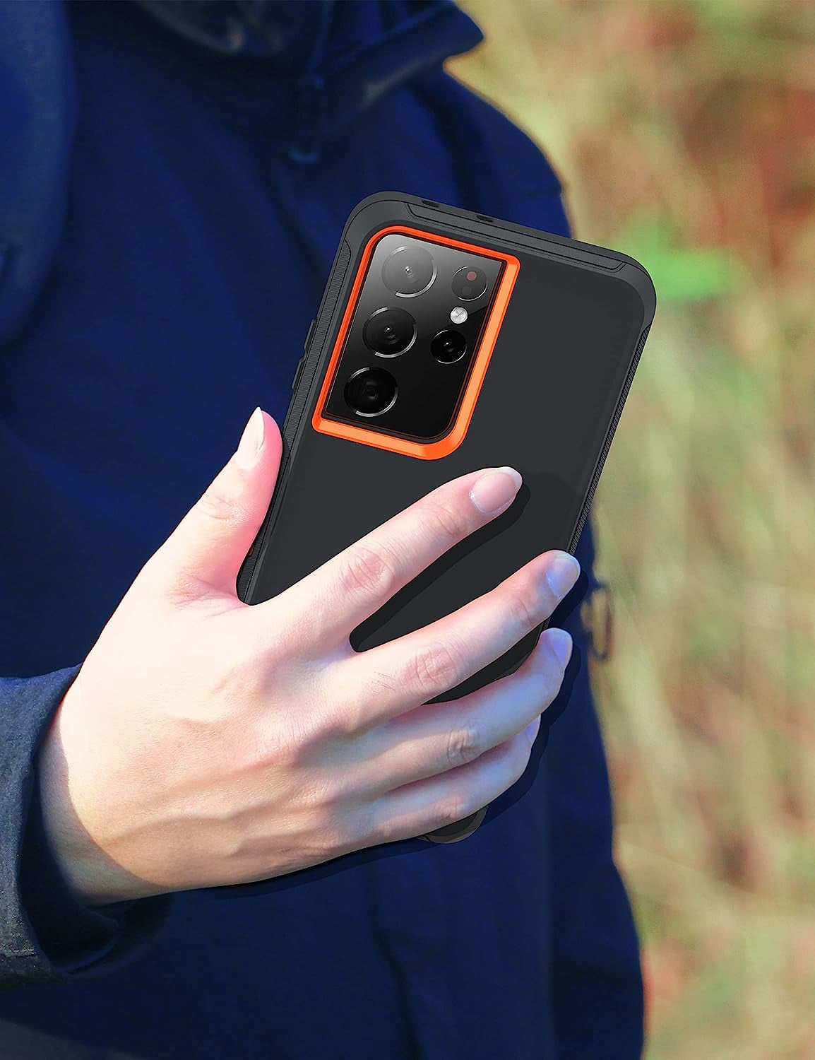 MXX Case Compatible with Galaxy S21 Ultra, 3-Layer Super Full Heavy Duty Body Bumper Cover/Shock Protection/Dust Proof, Designed for Samsung Galaxy S21 Ultra 5G (6.8 Inch) 2021 - (Orange/Gray)  MXx Accessories inc   