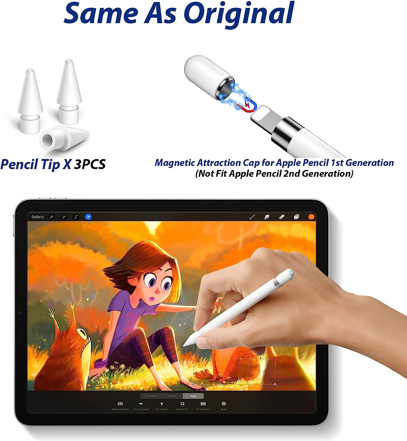 Imangoo for Apple Pencil Cap Magnetic Replacement 1 Pack for 1St Generation and Pencil Tips Pen Nib 3 Pack Drawing Noiseless Non-Slip Writing for Apple Pencil 1St 2Nd Generation Stylus Top Accessories  iMangoo   