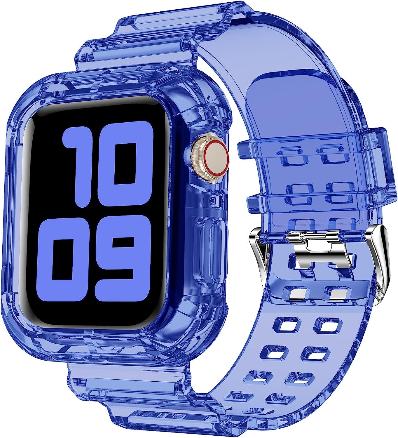 DABAOZA Compatible for Clear Apple Watch Band 38Mm 40Mm 41Mm 42Mm 44Mm 45Mm with Case, Women Girl Glitter Clear Bling Crystal Sport Strap and Bumper for Iwatch Band Ultra SE Series 8/7/6/5/4/3/2/1  DABAOZA Clear Blue 41mm/40mm/38mm 