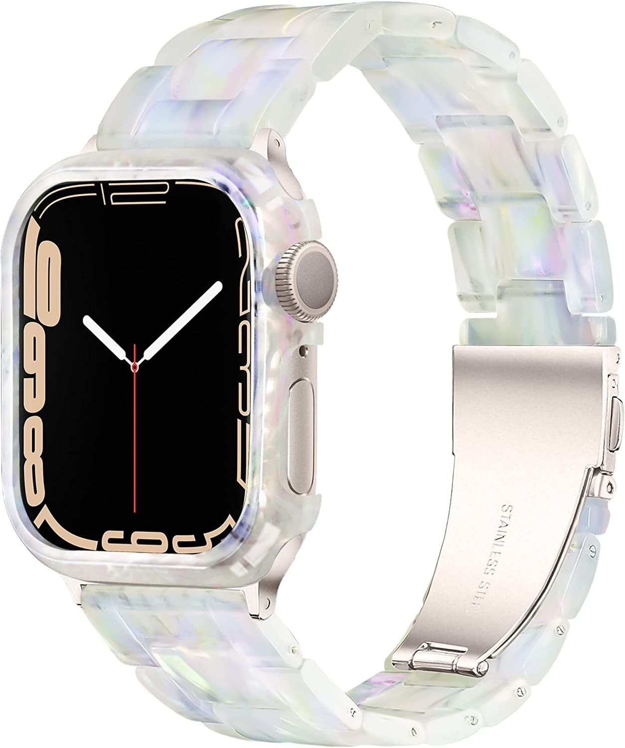 YGTIECS Starlight Apple Watch Band 41Mm 40Mm 38Mm, Super Lightweight, Comfortable, Compatible with Apple Watch Series 8 & 7, Fashionable for Apple Watch Series 8 7 SE 6 5 4 3 2 1-Black Tortoise Flower  YGTIECS Band Pearl Phantom with 45mm Case Series 8 & 7 