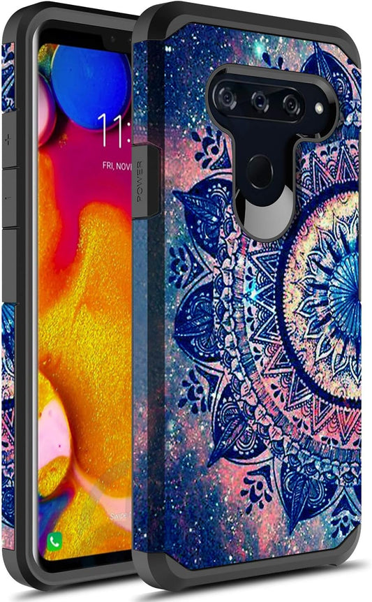 LG V40 Thinq Case, Rosebono Slim Hybrid Dual Layer Shockproof Hard Cover Graphic Fashion Cute Colorful Silicone Skin Cover Armor Case for LG V40 Thinq (Mandala)  Rosebono Fashion   