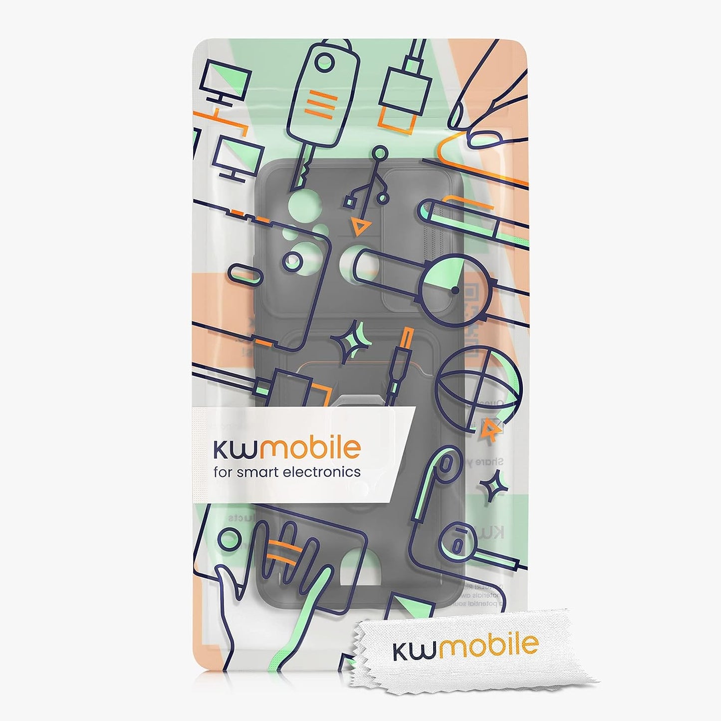 Kwmobile Plastic Case Compatible with Xiaomi Redmi 12C - Case with Metal Stand Card Slot Finger Holder - Black  KW-Commerce   
