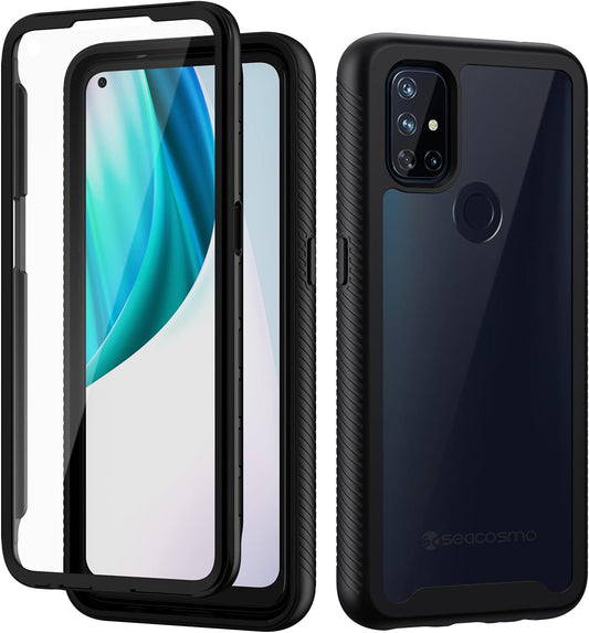 Seacosmo Case for Oneplus Nord N10 5G, Full Body Shockproof Cover [With Built-In Screen Protector] Slim Fit Bumper Protective Case for 1+ Nord N10 5G, Black/Clear  seacosmo   