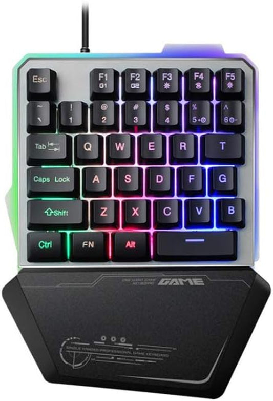 Ouyang RGB Mechanical Keyboard Single Hand Gaming 35-Key 7 Colors LED Backlit USB Wired Metal Base Gaming Keyboard for Pc/Mac/Ipad/Iphone/Smartphone/Laptop,Compatible with Windows/Apple System  OuYang   