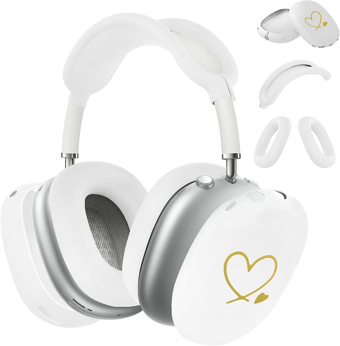 Aiaabq for Airpods Max Case Cover,Anti-Scratch Ear Pad Case Cover/Ear Cups Cover/Headband Cover for Airpods Max, Accessories Soft Silicone Skin Protector for Apple Airpods Max  Aiaabq White love  