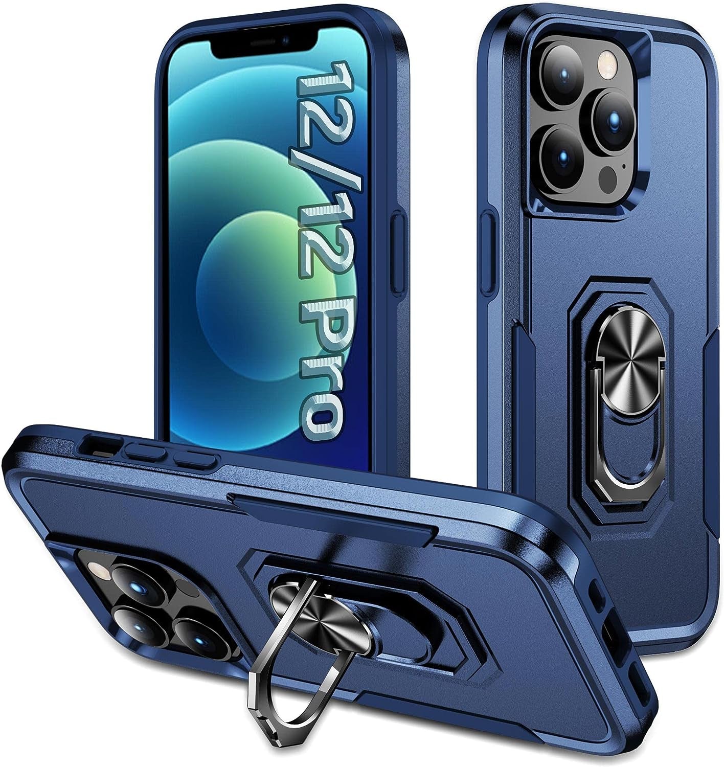 ZOEII for Iphone 12/12 Pro Case 6.1 Inch,With Camera Cover & Kickstand,Shockproof Drop Protection,Case for Iphone 12/12 Pro Case Red  ZOEII Dark Blue Iphone 12/12 Pro (6.1) Inch 