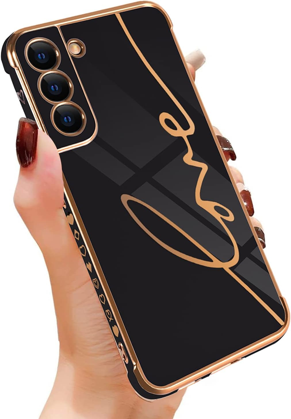 Eiyikof Compatible for Samsung Galaxy S20 FE 5G 6.5" Case with Cute Side Love Heart and Plating Love Letter Pattern Case for Women Girls Shockproof Soft TPU Full Camera Lens Protection Case-Pink  Eiyikof Black Samsung Galaxy S22 Case 