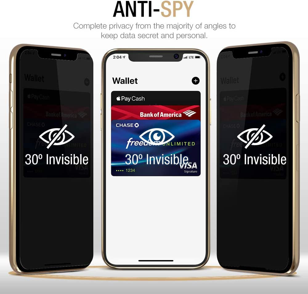 Ushield Privacy Screen Protector Compatible with Iphone Xs/Iphone X/Iphone 11 Pro (5.8" Display) (W/Installation Frame) [Anti-Scratch/Spy] Tempered Glass Screen Protector (3Pack) [Case Friendly]  uShield   