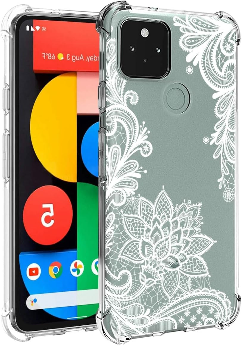 Ueokeird Phone Case for Pixel 5 Case, Google 5 GD1YQ GTT9Q Case Girls Women, Slim Shockproof Clear Floral Pattern Soft Flexible TPU Protective Cover for Google Pixel 5 (Rose Flower)  Ueokeird Mandala  