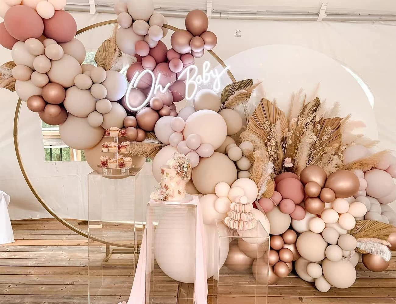 Boho Balloon Garland Arch Kit 147Pcs Blush Pastel Pink Balloon Garland Double Stuffed Dusty Rose Balloon Garland Chrome Rose Gold Balloons for Birthday Baby Shower Bridal Wedding Party Decorations  Lattua   