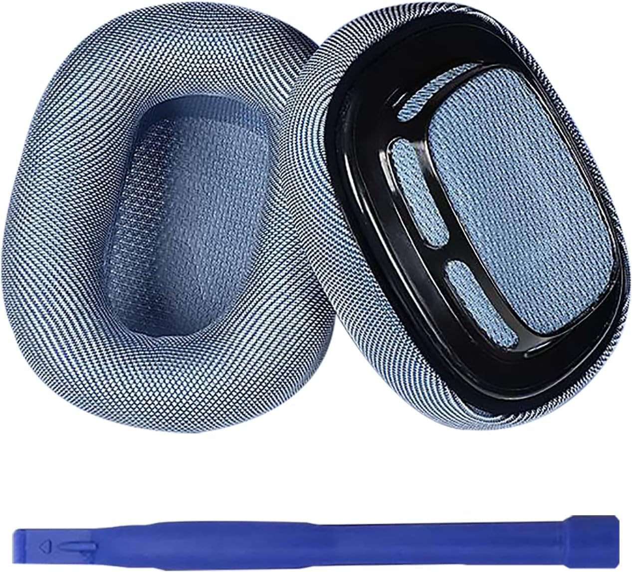 Replacement Ear Pads for Airpods Max Headphone Breathable Mesh Fabric Earpads Covers Easy to Install with Magnet Ear Pads Earmuff Repair Part(Dark Grey)  Adhiper Max-EP-Blue Fabric  