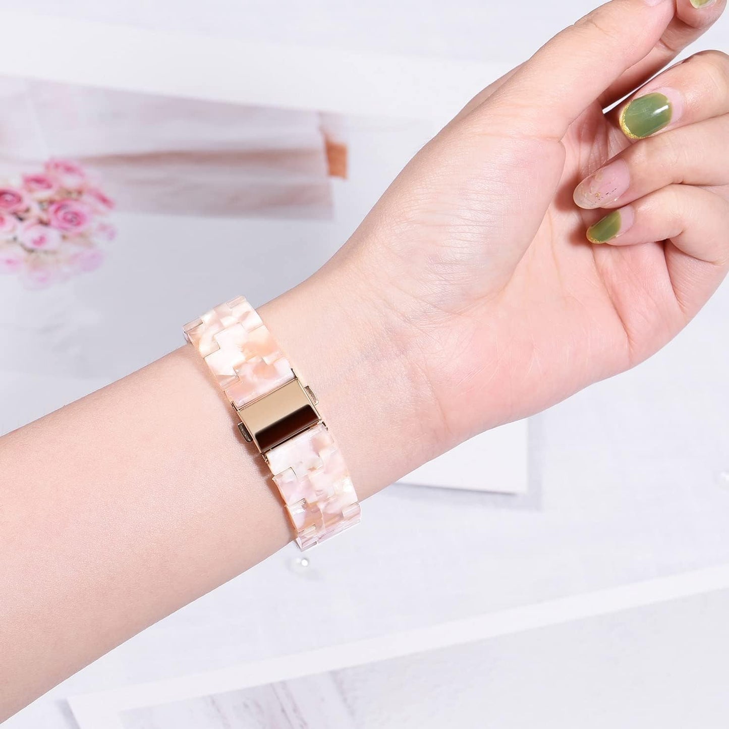 Wongeto Compatible with Fitbit Luxe/Luxe SE Bands for Women Girls, Resin Wristband Strap with Stainless Steel Buckle Replacement Bands for Fitbit Luxe Accssorises  Wongeto   