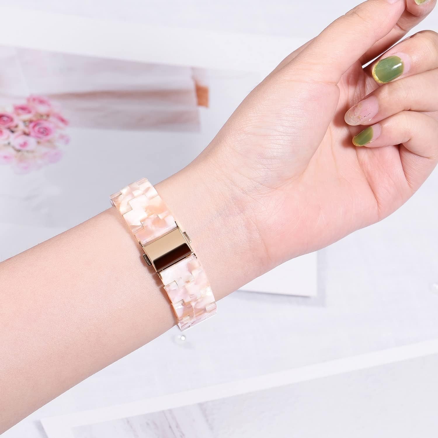 Wongeto Compatible with Fitbit Luxe/Luxe SE Bands for Women Girls, Resin Wristband Strap with Stainless Steel Buckle Replacement Bands for Fitbit Luxe Accssorises  Wongeto   