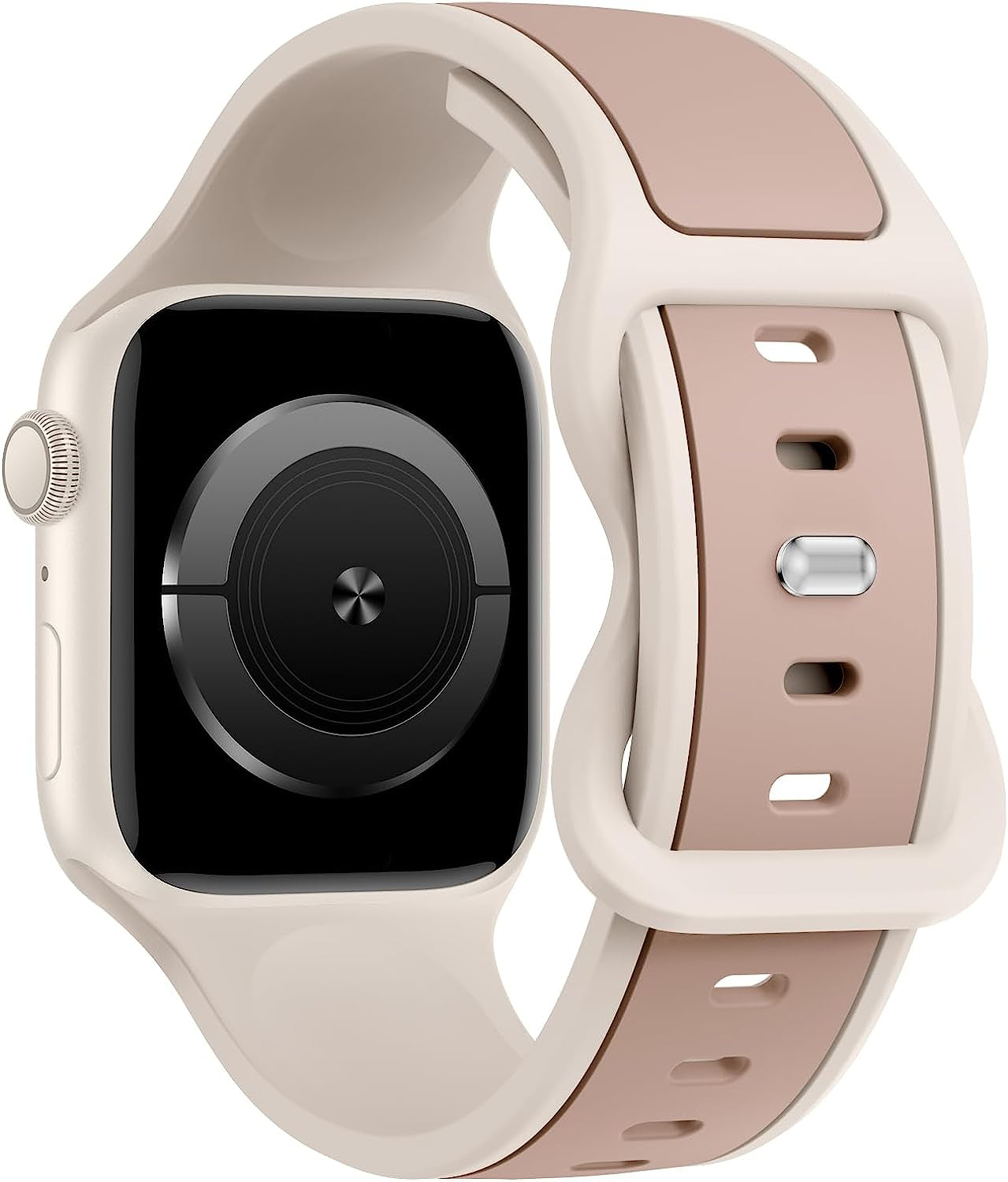 Acrbiutu Two-Toned Dual Color Bands Compatible with Apple Watch 38Mm 40Mm 41Mm 42Mm 44Mm 45Mm 49Mm, Replacement Soft Silicone Sport Strap for Iwatch Series Ultra 8/7/6/5/4/3/2/1 SE Women Men  Acrbiutu Starligh/Milk Tea 38mm/40mm/41mm 