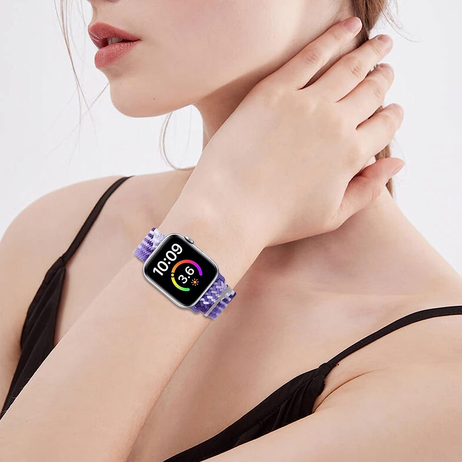 Silutupo Braided Watch Band Compatible with Apple Watch Bands for Women Men 45Mm 44Mm 42Mm 41Mm 40Mm 38Mm Elastic Stretchy Wristbands for Iwatch Series 8/7/6/5/4/3/2/1/SE  Silutupo   