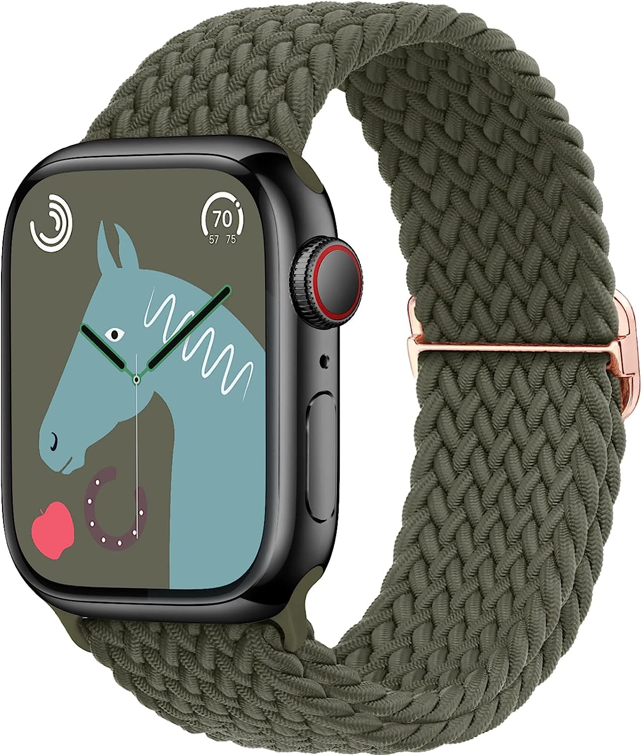 Transjoy Braided Stretchy Adjustable Watch Band for Apple Watch Band 38Mm 40Mm 41Mm 42Mm 44Mm 45Mm for Women Men, Soft Nylon Elastic Straps Solo Loop Wristbands for Iwatch Series 8 7 6 SE 5 4 Ultra  TransJoy Army Green 42MM/44MM/45MM/49MM 